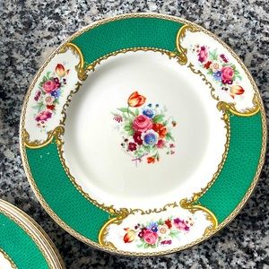 Vintage Royal Crown Myott Staffordshire Plates in “The Bouquet” pattern. Rare.